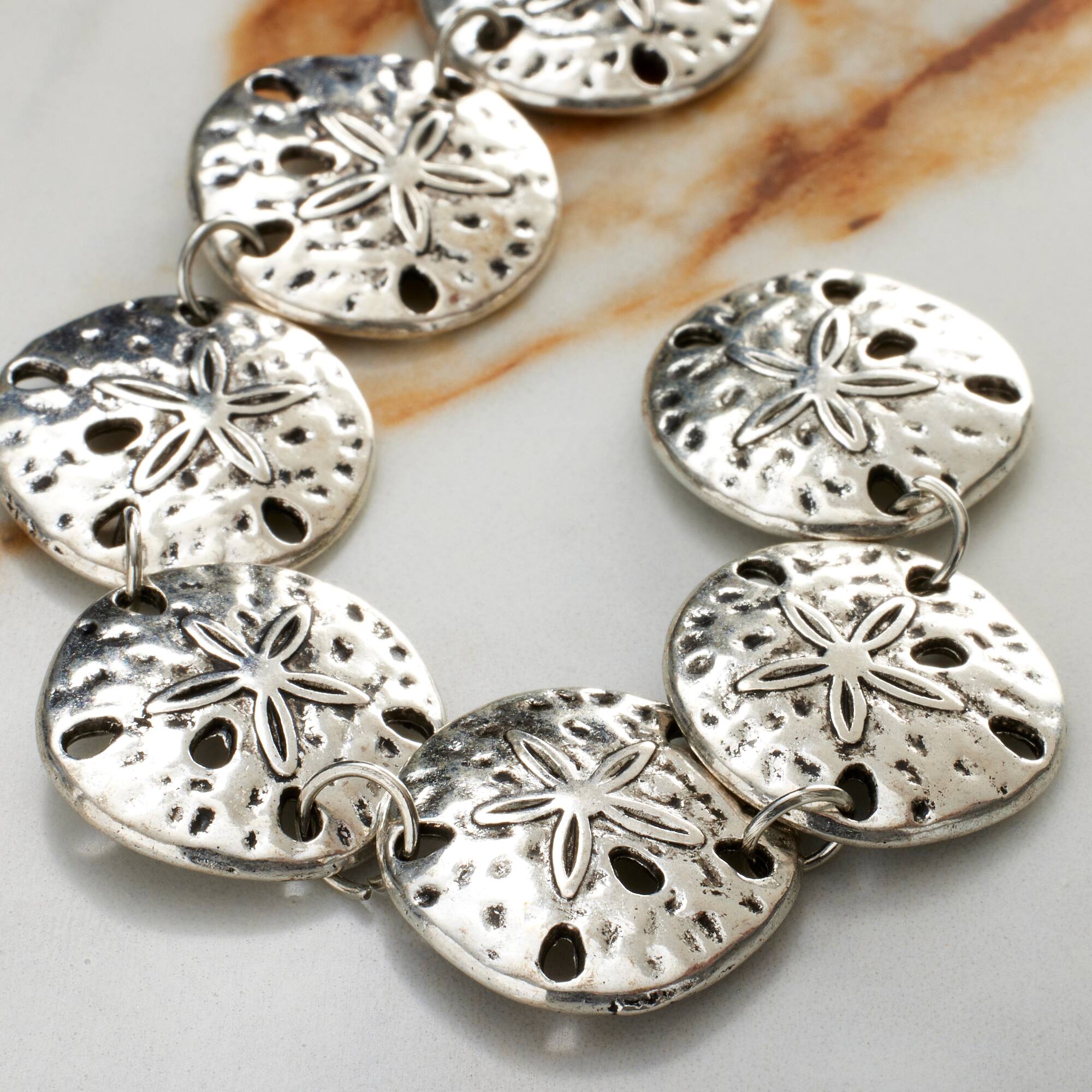 Silver Sand Dollar Metal Beads, 18mm by Bead Landing™